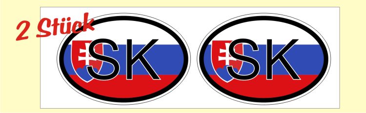 2 x Auto Pkw Kfz Aufkleber Sticker SK Slovakia Slowakei Flaage Länderkennzeichen