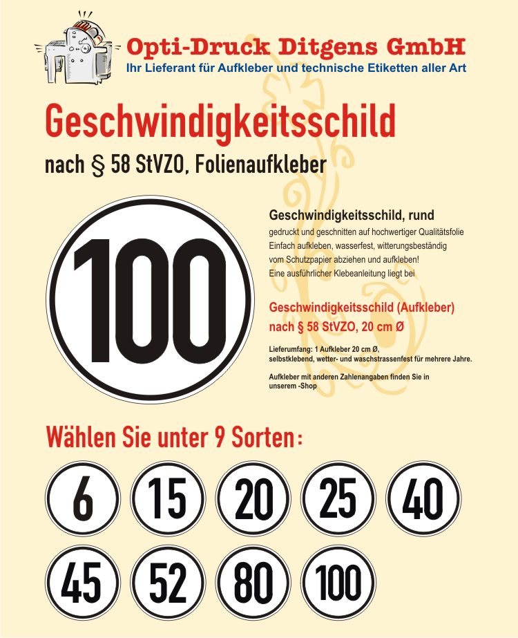 Aufkleber "25 Km/h" Nach StVZO §58 – Reflektierend, 30 Cm, Made In Germany